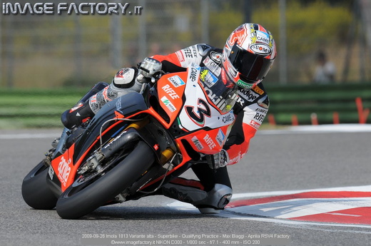 2009-09-26 Imola 1813 Variante alta - Superbike - Qualifyng Practice - Max Biaggi - Aprilia RSV4 Factory